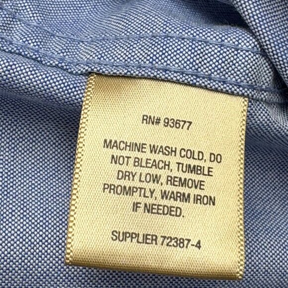 The Foundry Supply Co Chambray Blue Cotton Button Down SS Oxford - Picture 6 of 7